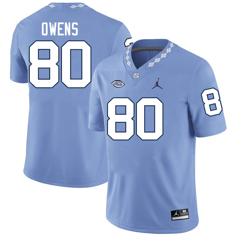 #80 Jordan Owens North Carolina Tar Heels Jerseys,Apparels,Uniforms Stitched-Carolina Blue